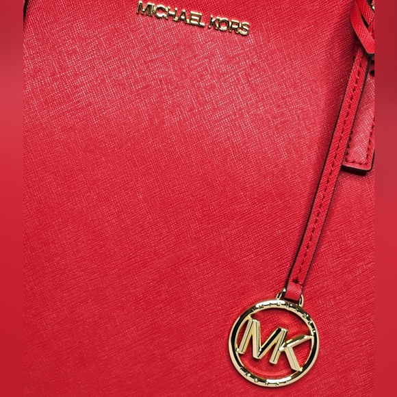 Michael Kors RED Leather Tote Bag Purse - Picture 3 of 11